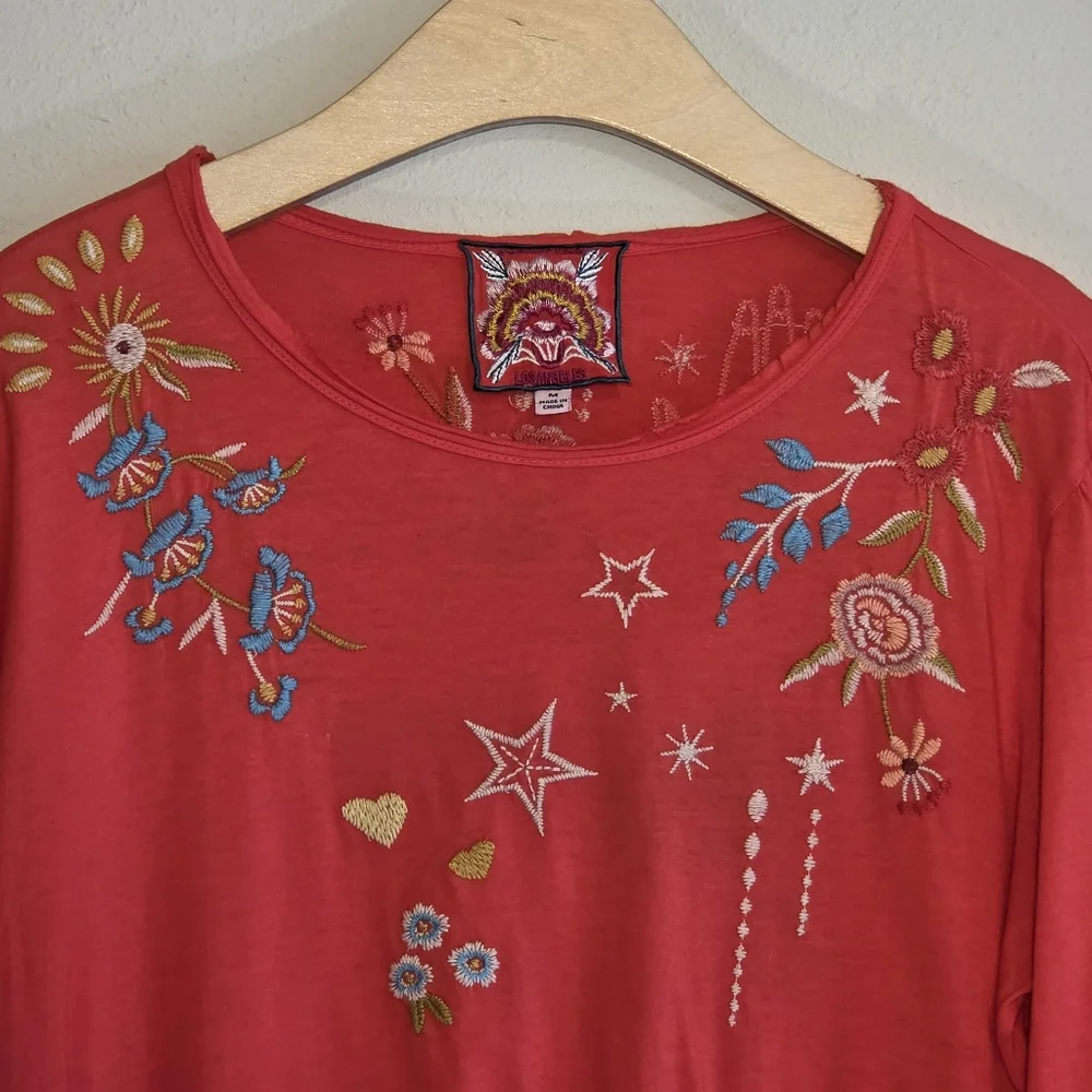 Johnny Was Red Embroidered Top - Picture 4 of 8